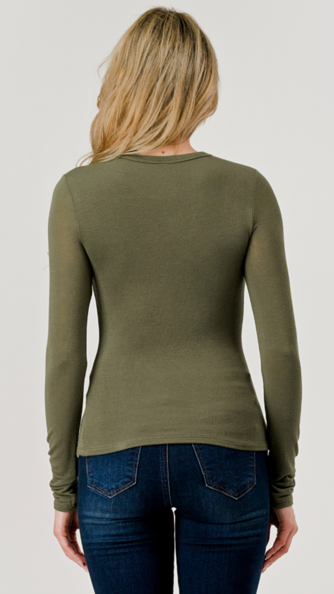 Olive Double Layered Hacci Long Sleeve