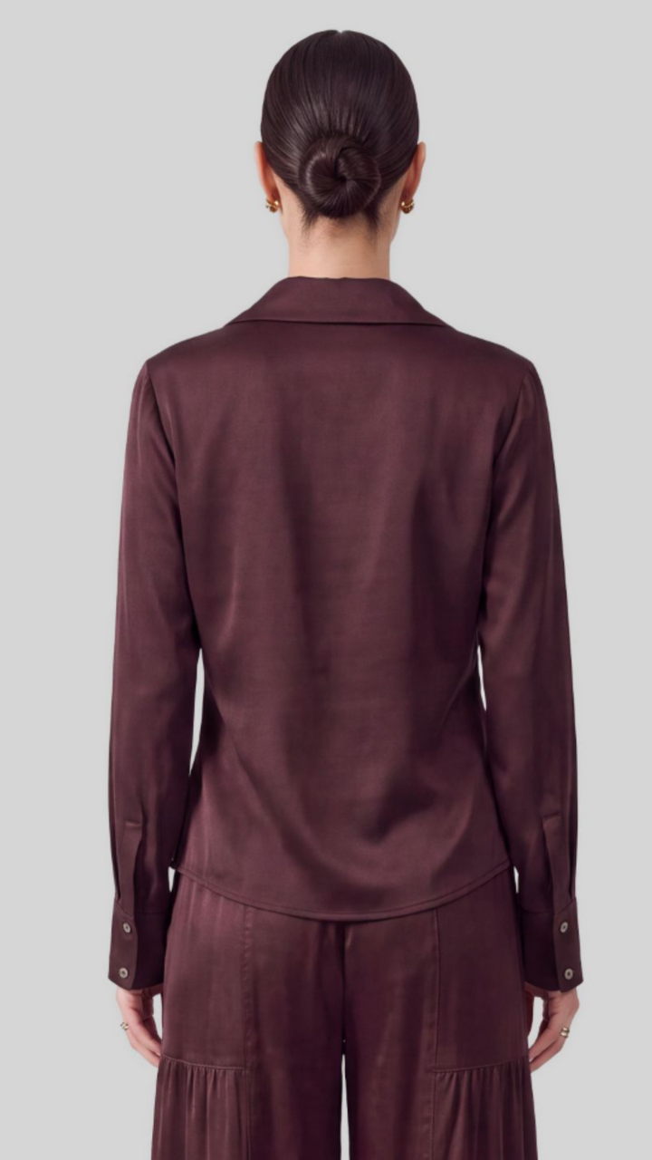 Cherry Lacquer Cowl Neck Long Sleeve