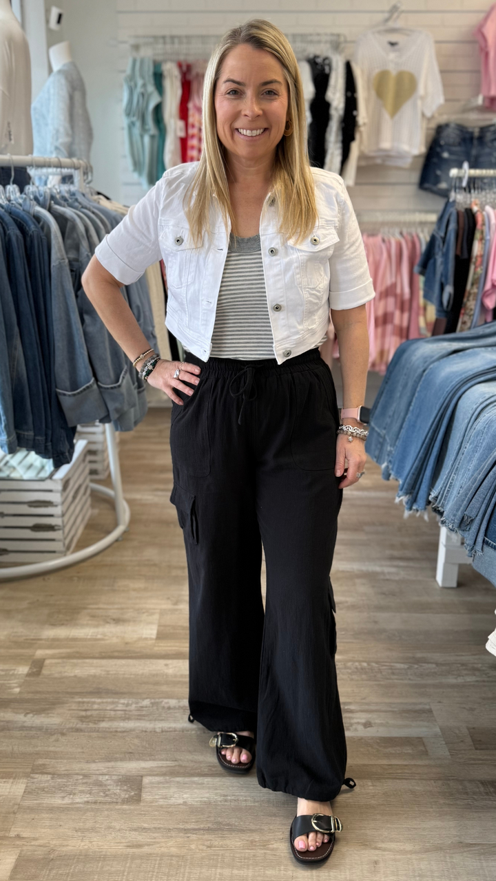 White Cropped Denim Jacket