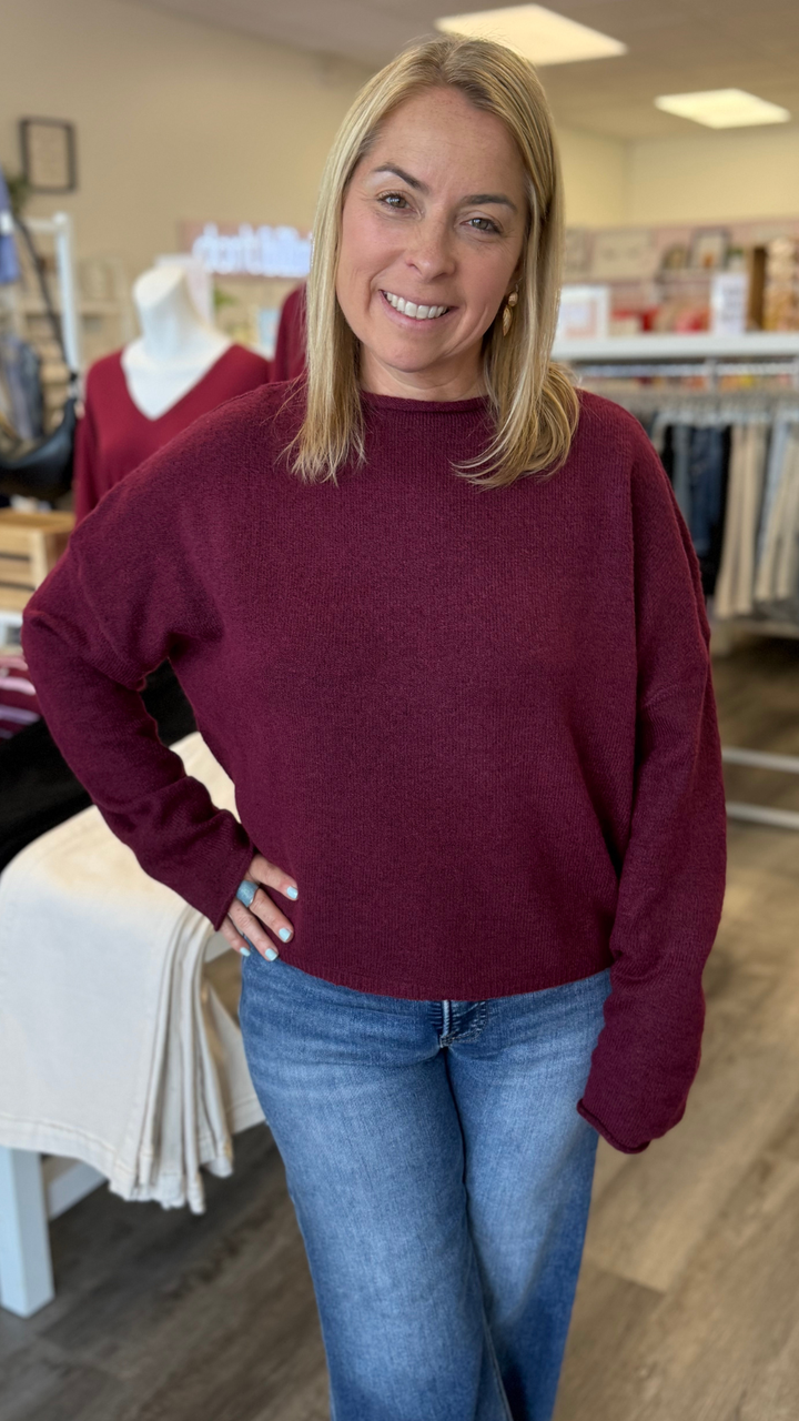 Wine Oversized Piper Pullover
