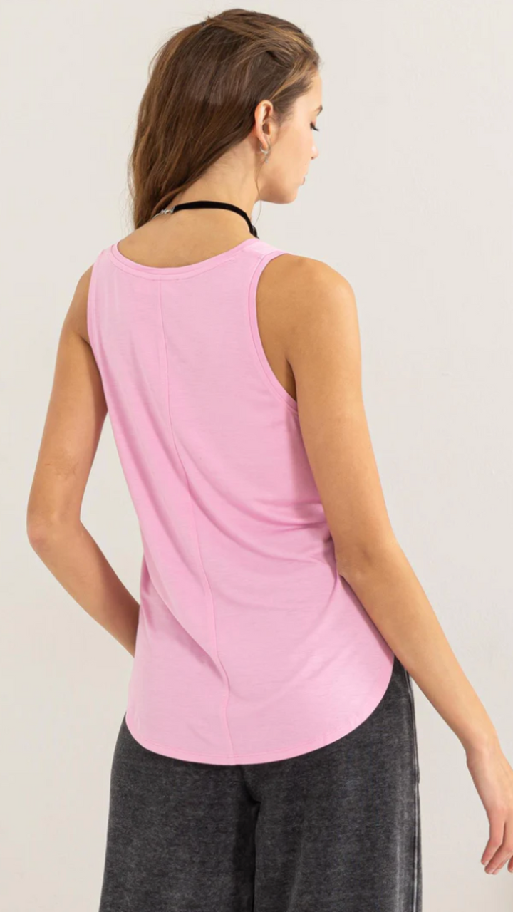 Pink V Neck Tank