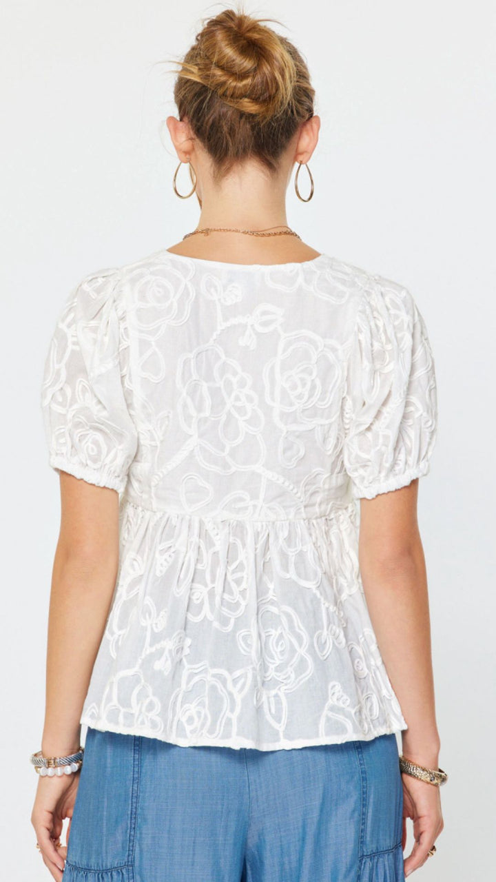 Floral Embroidery Babydoll Blouse