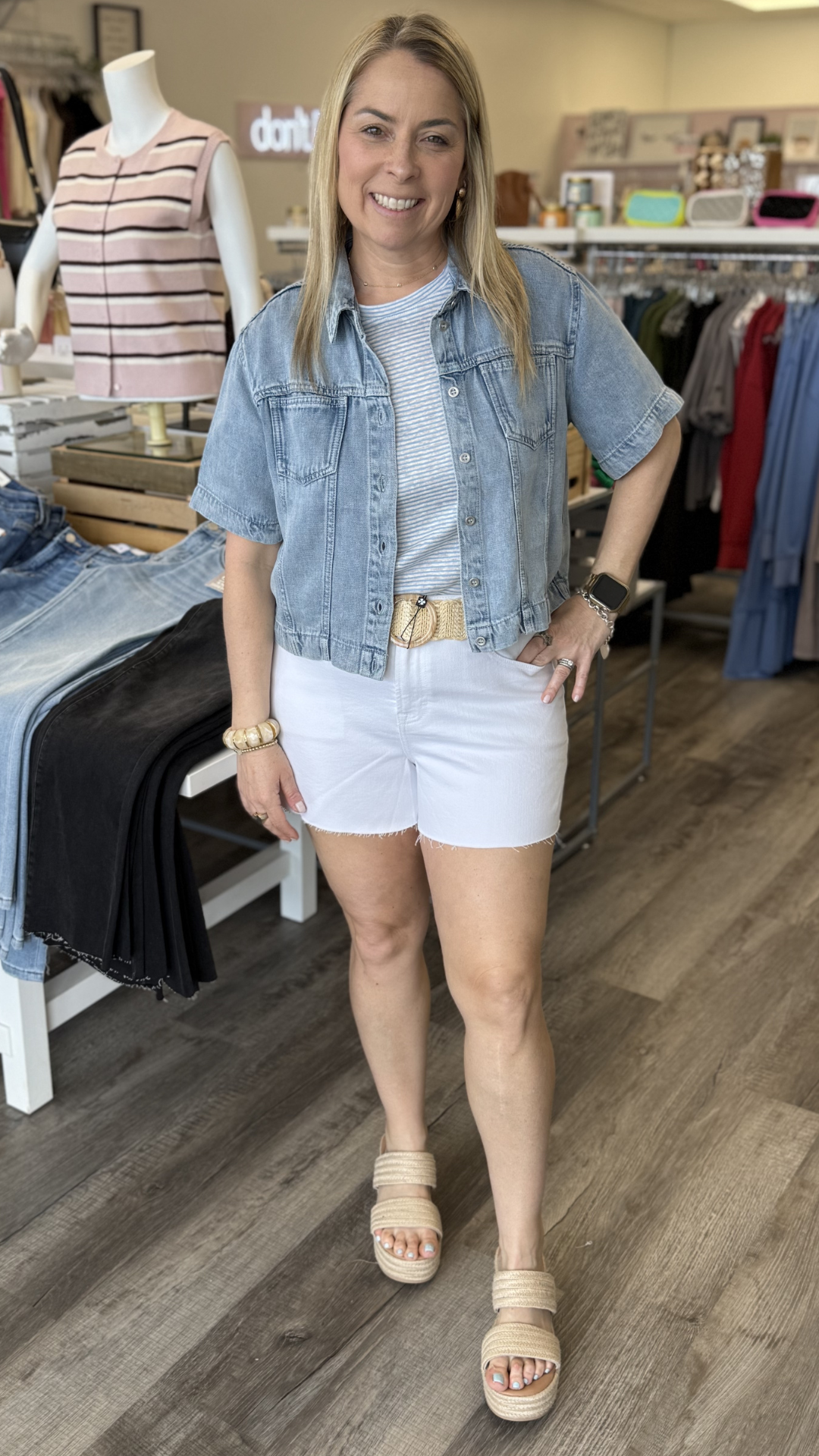 Blue Stripe Slub Short Sleeve Tee
