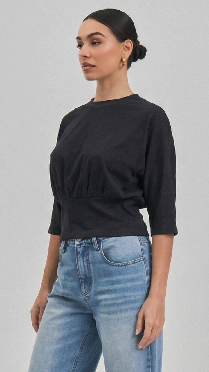 Black Quarter Sleeve Top