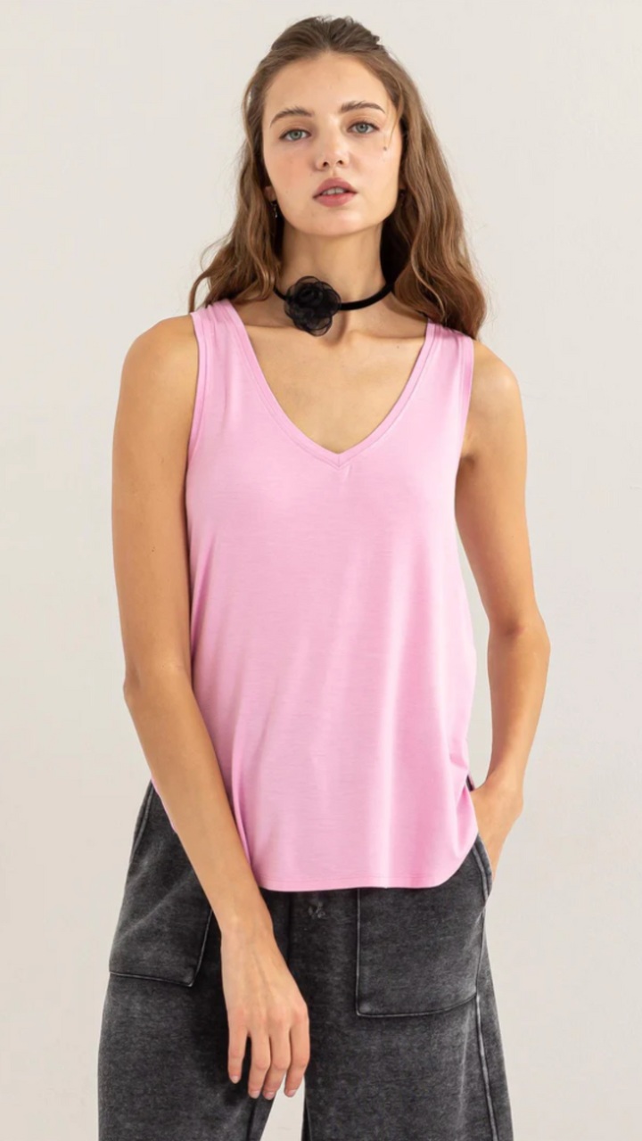 Pink V Neck Tank