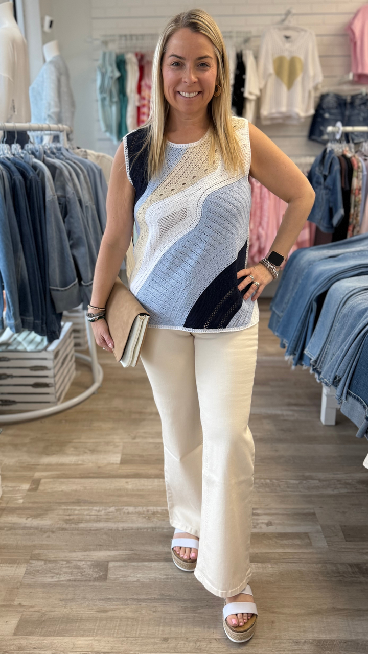Sleeveless Colorblock Crochet Top