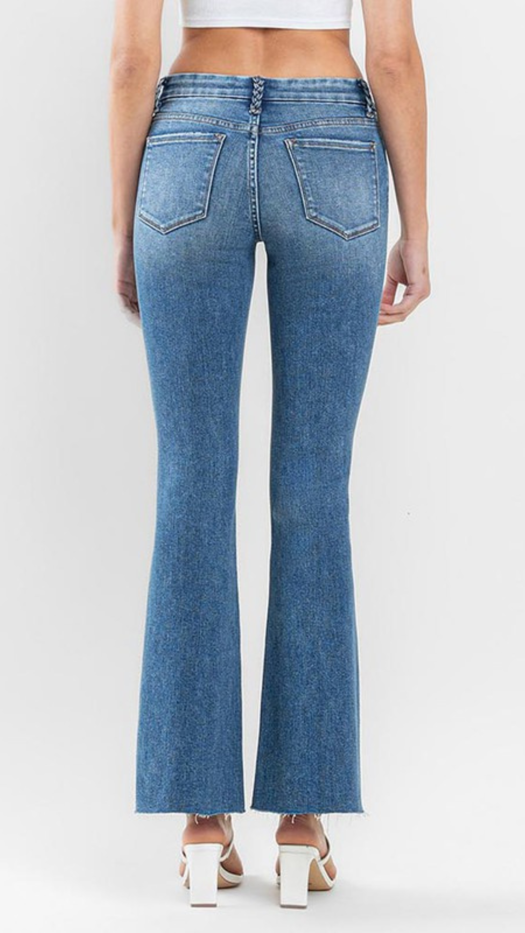 Low Rise Flare Jeans With Braided Belt Loops