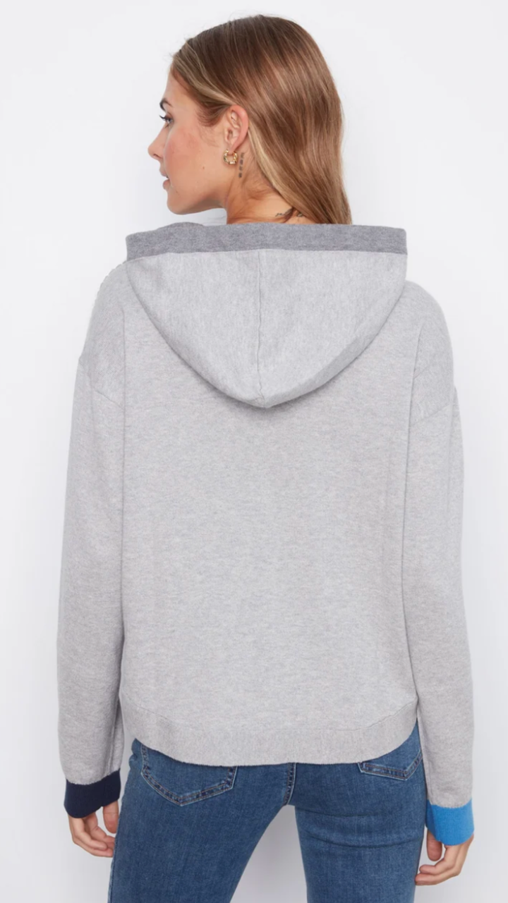 Blue Contrast Detail Hooded Sweater