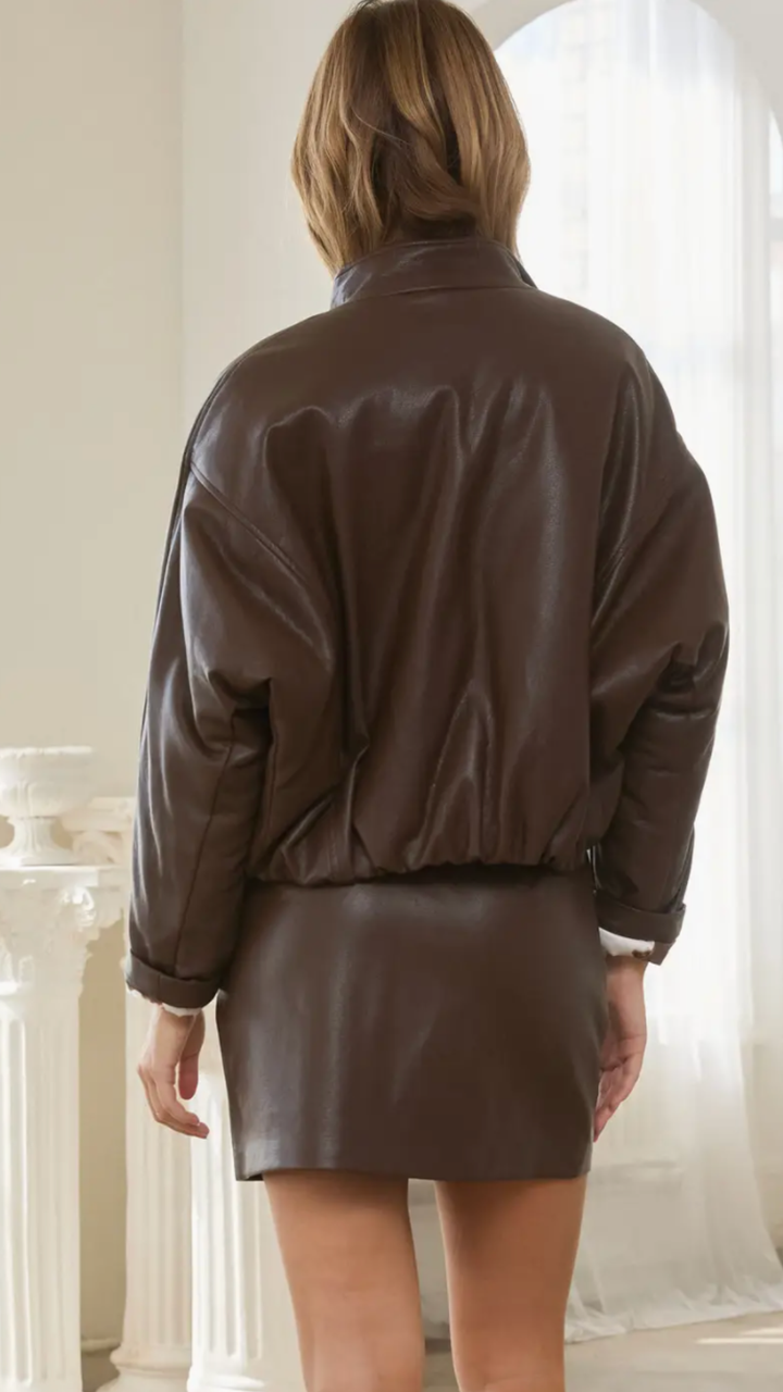 Brown Faux Leather Mini Skirt