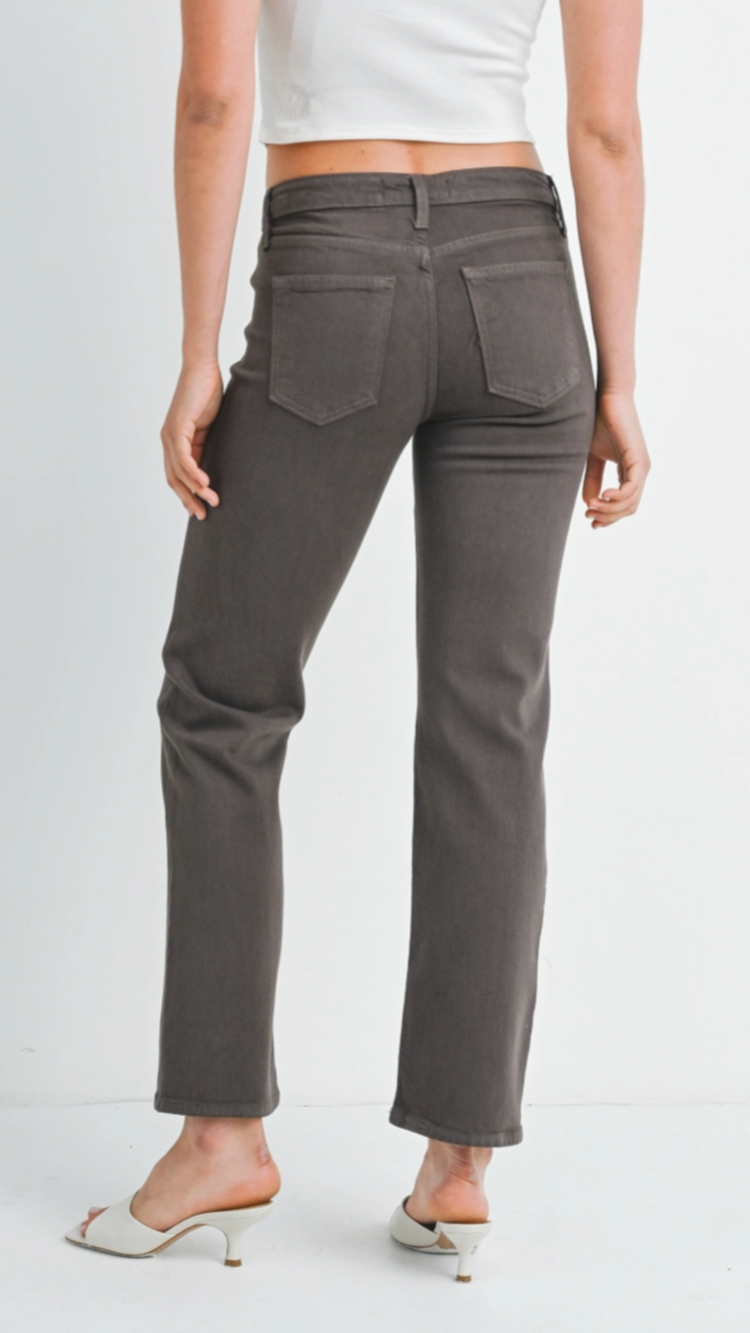 Mid Rise Brown Straight Jeans