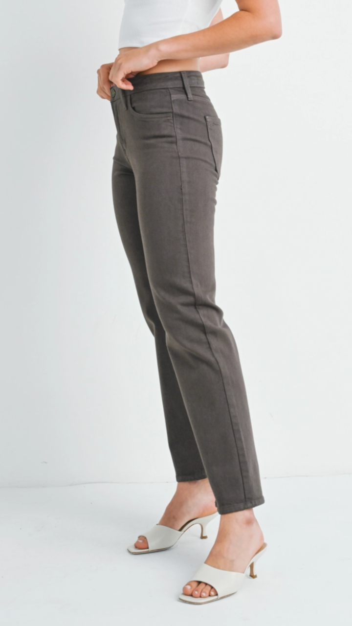 Mid Rise Brown Straight Jeans