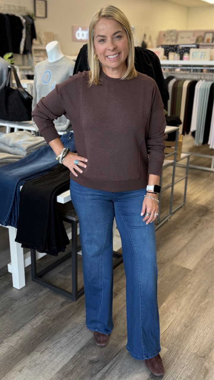 Espresso Soft Scuba Crew Neck Sweatshirt