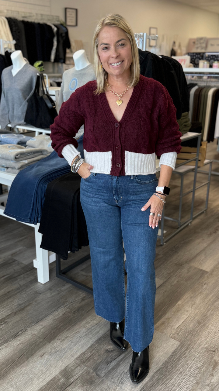 Mid Rise Dark Wash Scissor Cut Straight Jeans