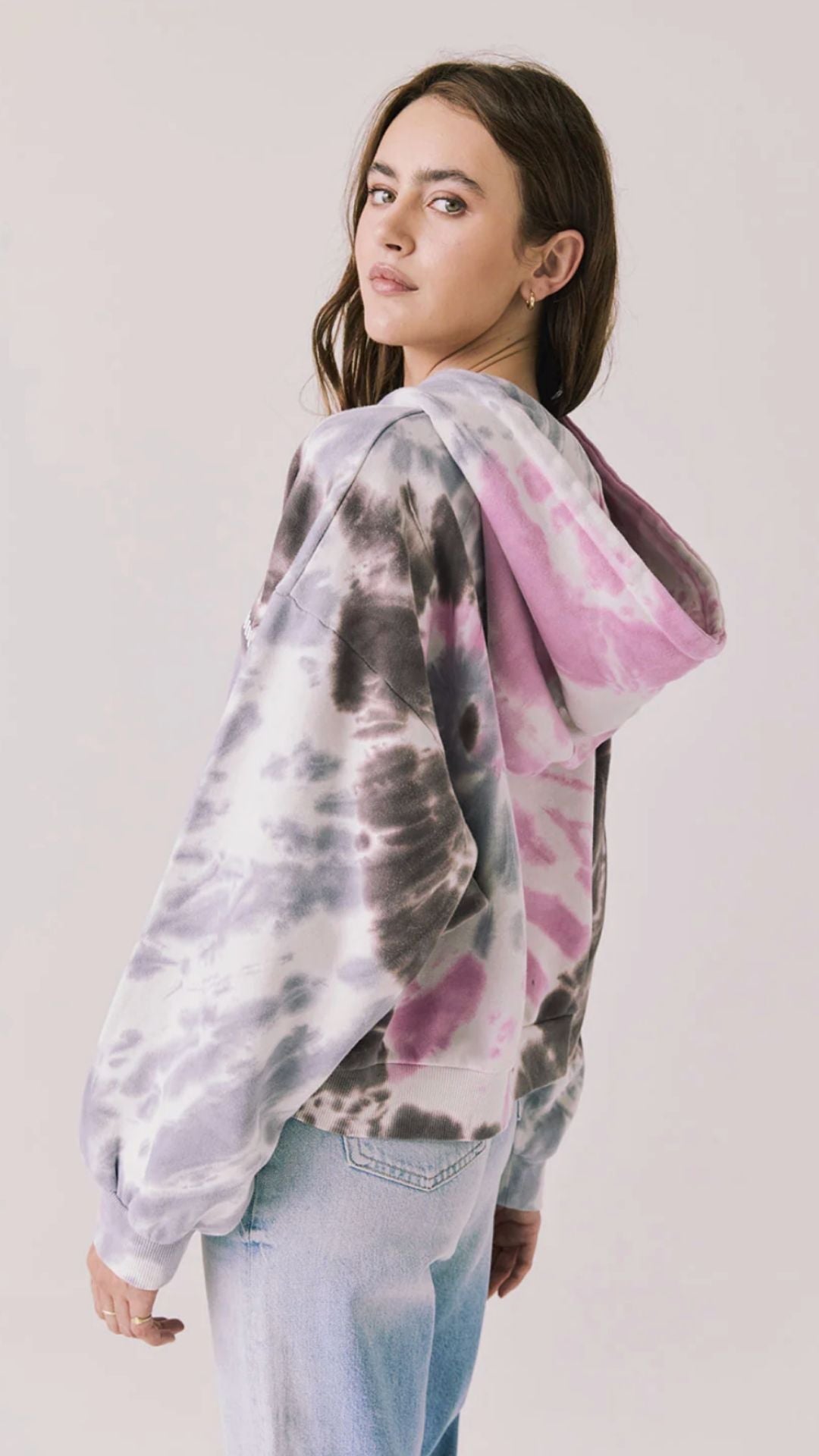 Heart Tie Dye Zip Up Hoodie