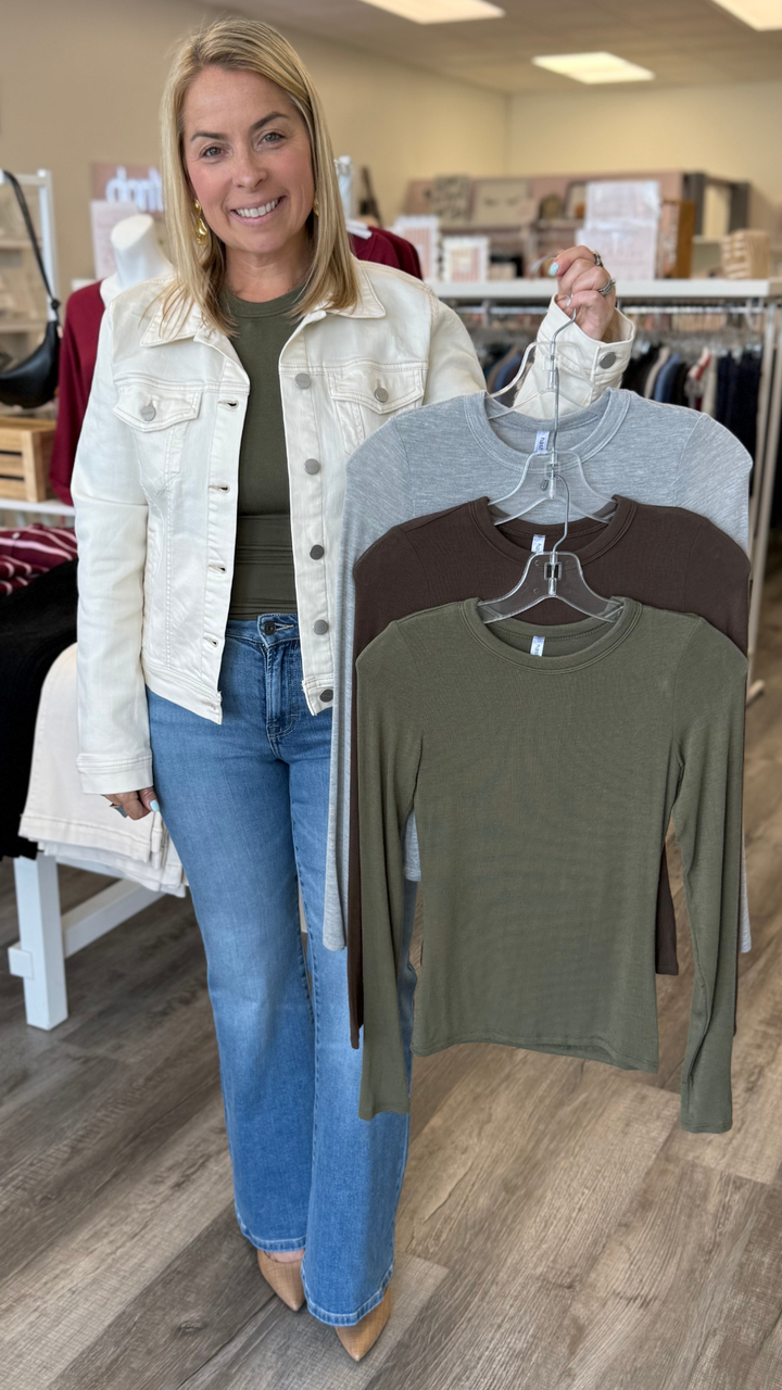 Olive Double Layered Hacci Long Sleeve