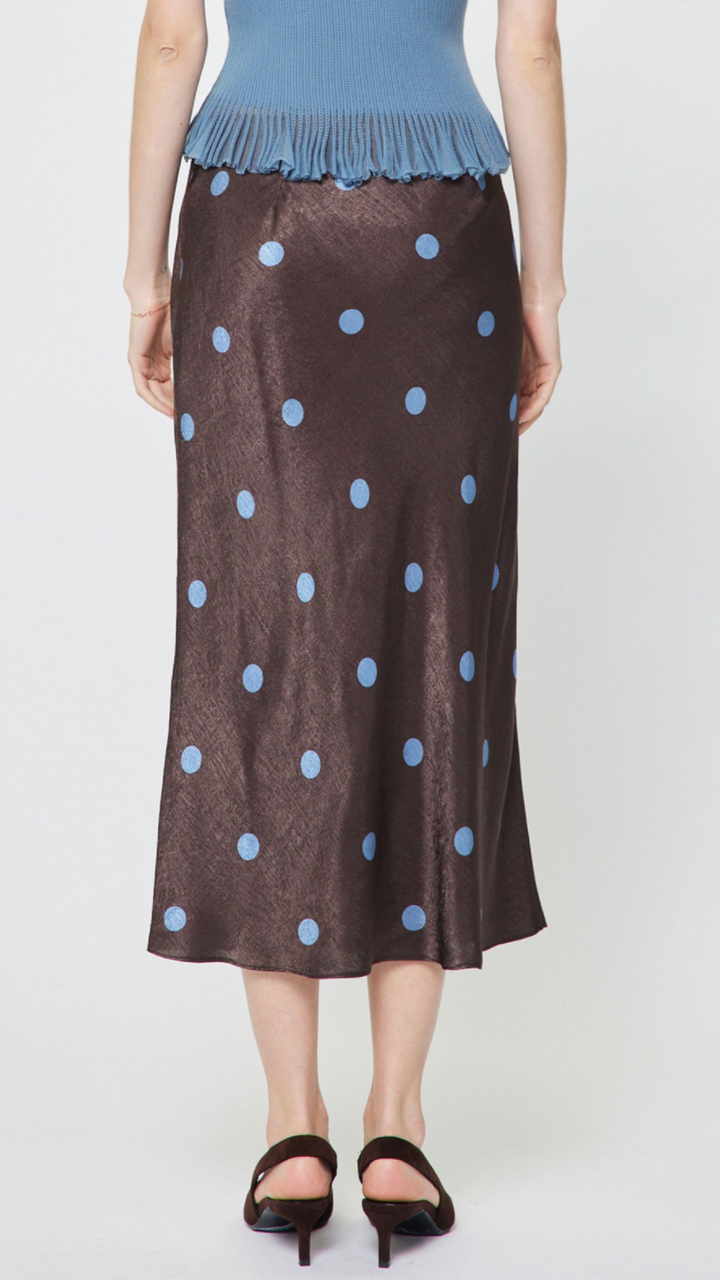 All Over Polka Dot Silk Midi Skirt