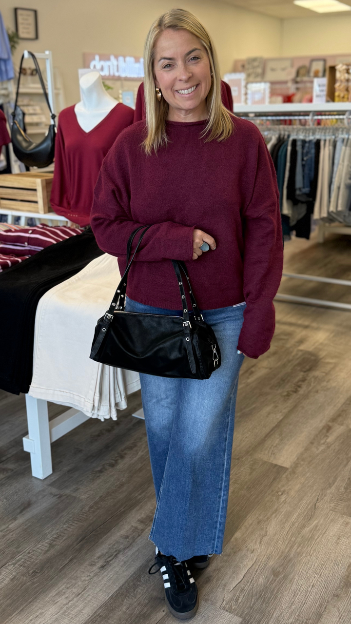 Wine Oversized Piper Pullover