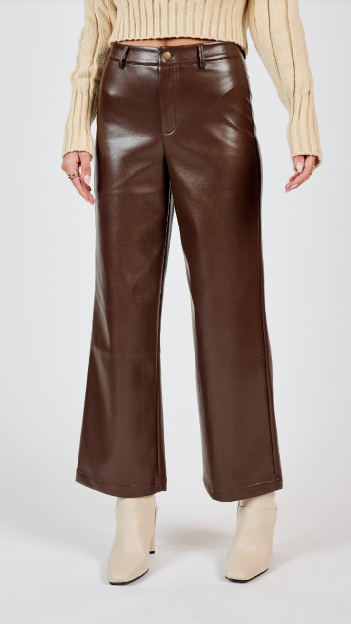 Chocolate Brown Night Vision Faux Leather Pants