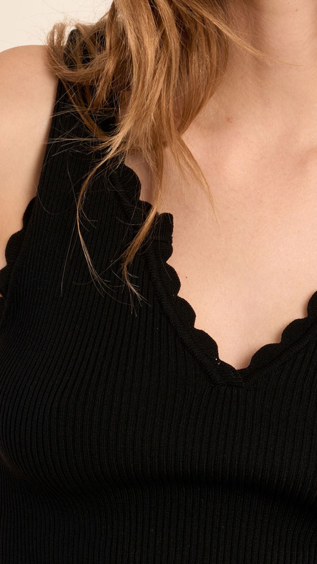 Black Scalloped Edge Tank