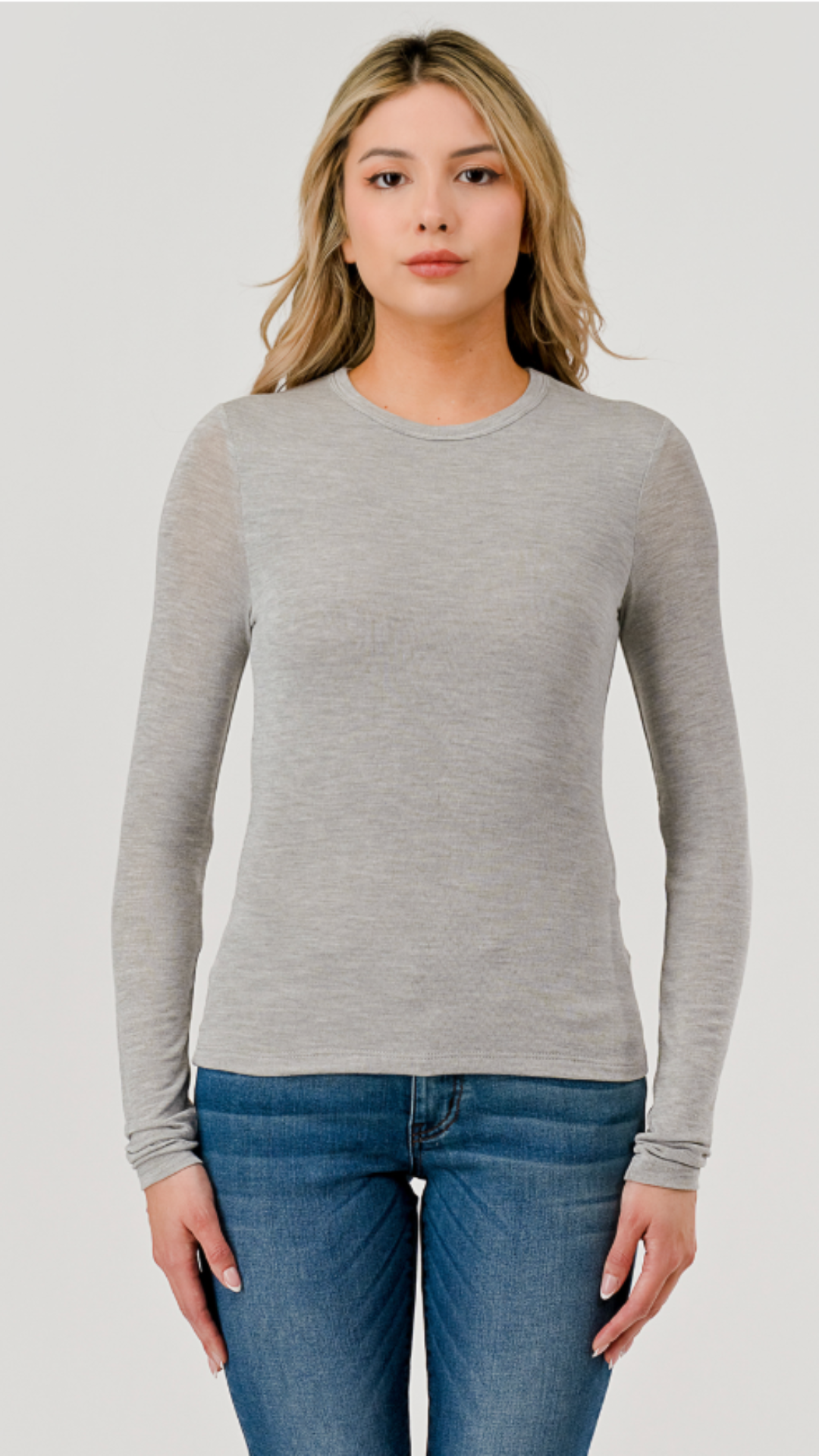 Heathery Grey Double Layered Hacci Long Sleeve
