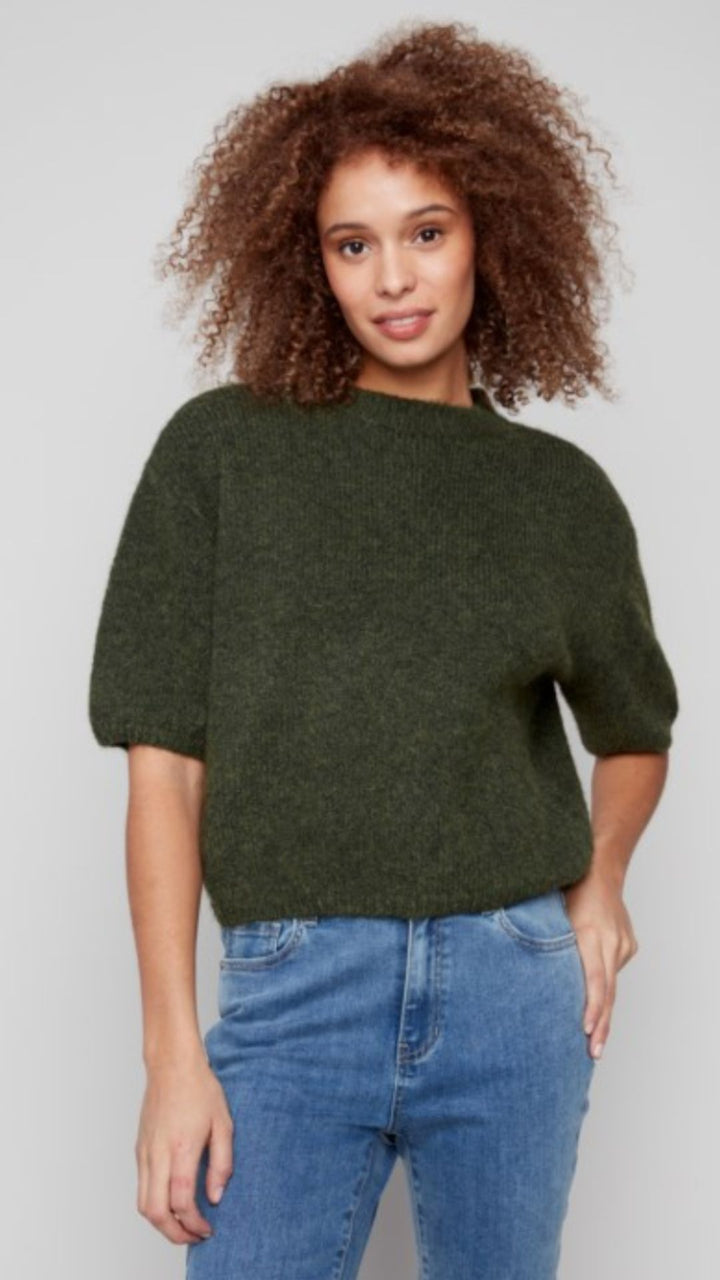 Spruce Elbow Sleeve Balloon Shape Sweater