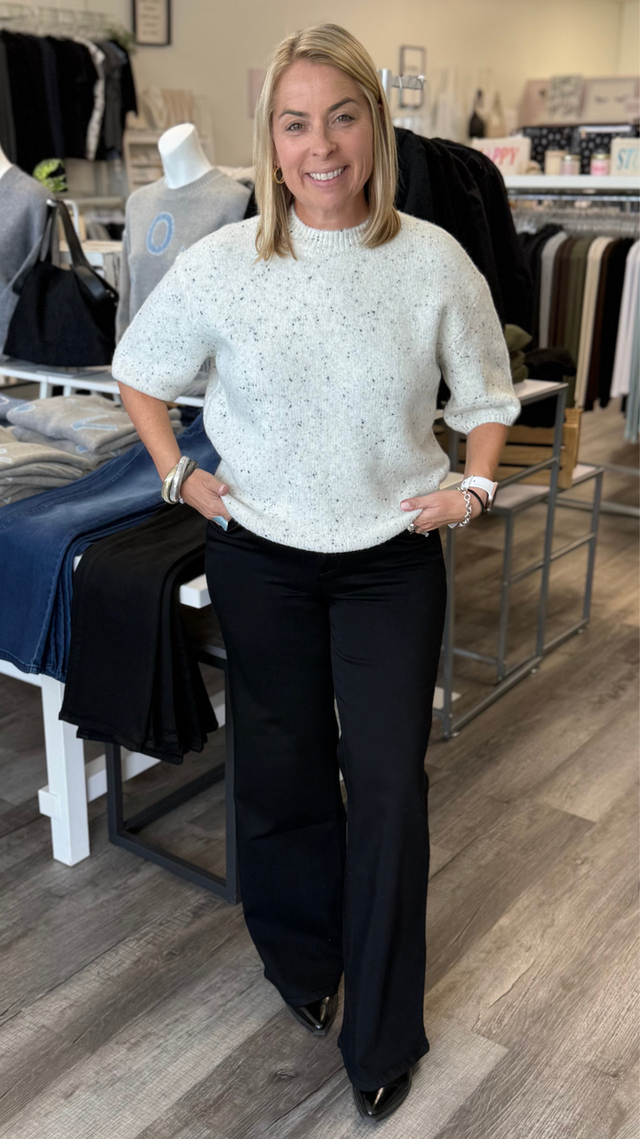 Cookies And Cream Balloon Elbow Sleeve Knit Sweater