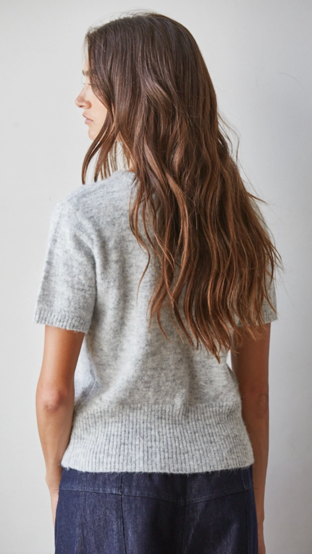 Light Heather Gray Short Sleeve Sweater