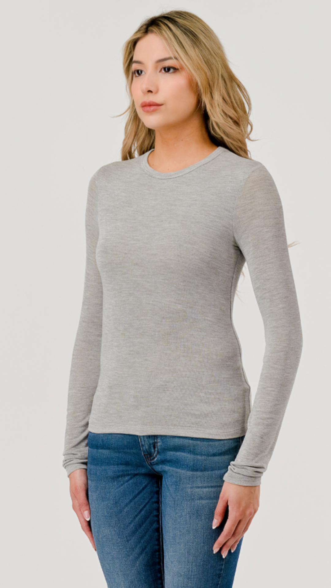 Heathery Grey Double Layered Hacci Long Sleeve