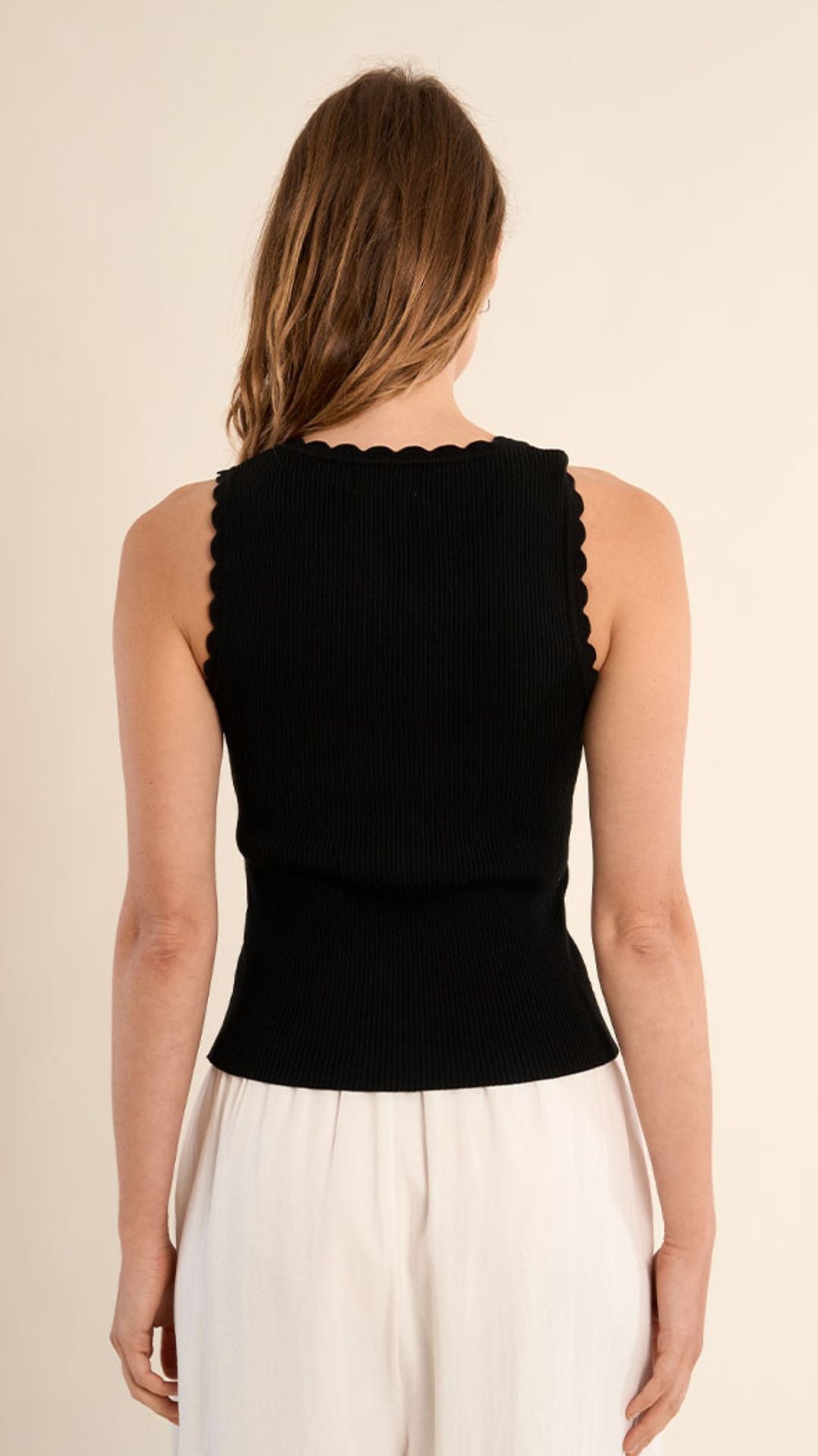 Black Scalloped Edge Tank