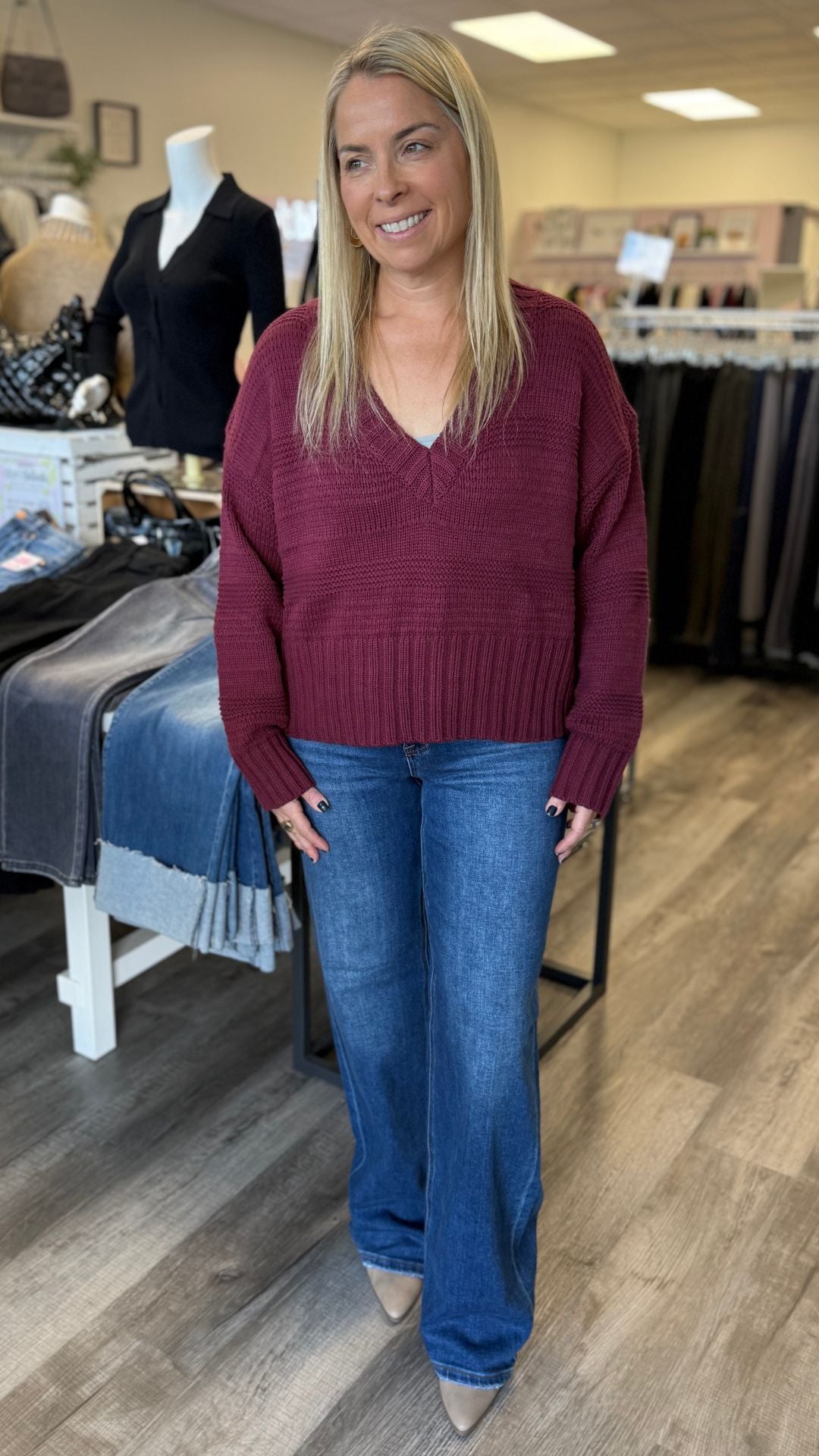 High Rise Dark Wash Full Length Straight Jeans