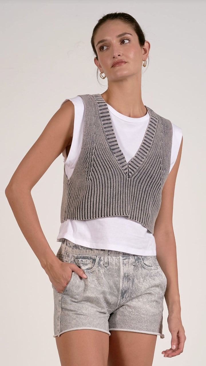 Gray Overlay Sweater Vest