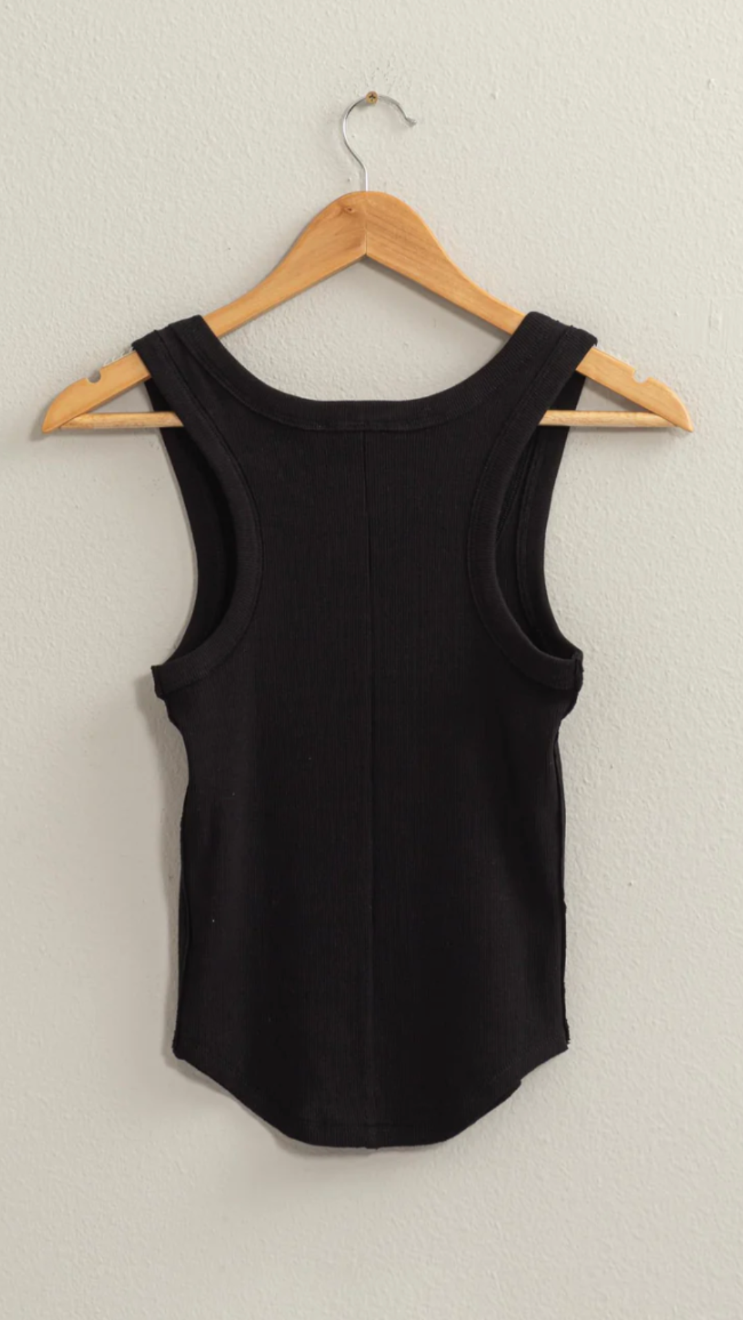 Black Ribbed Round Neck Tank