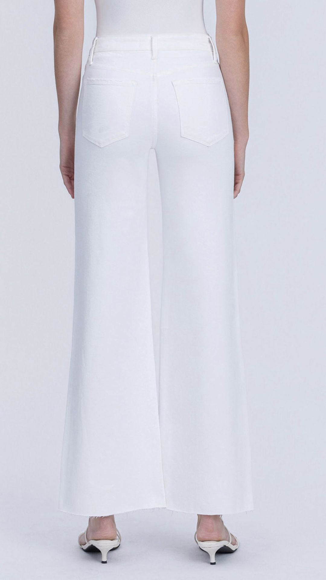 High Rise Optic White Full Length Stacked Waistband Wide Leg Jeans