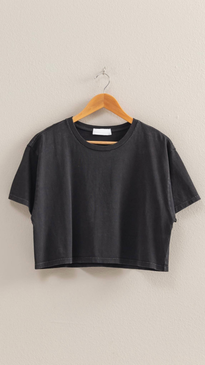Black Washed Cropped Tee