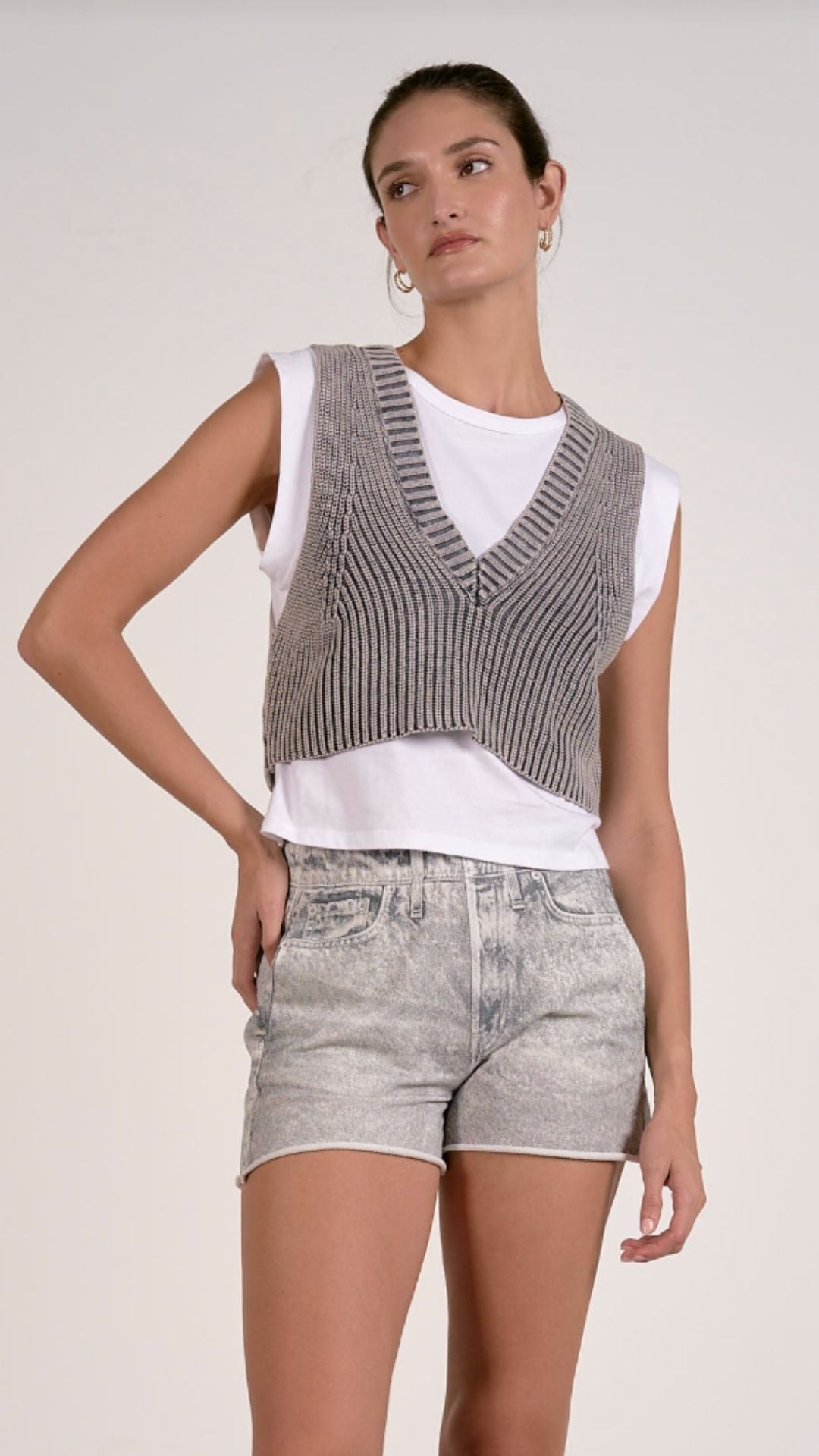Gray Overlay Sweater Vest
