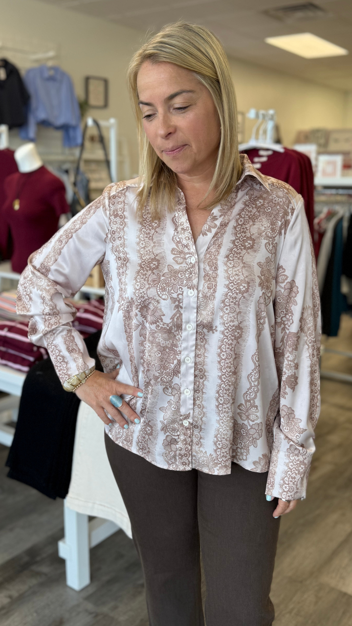 Floral Lace Pleated Back Blouse