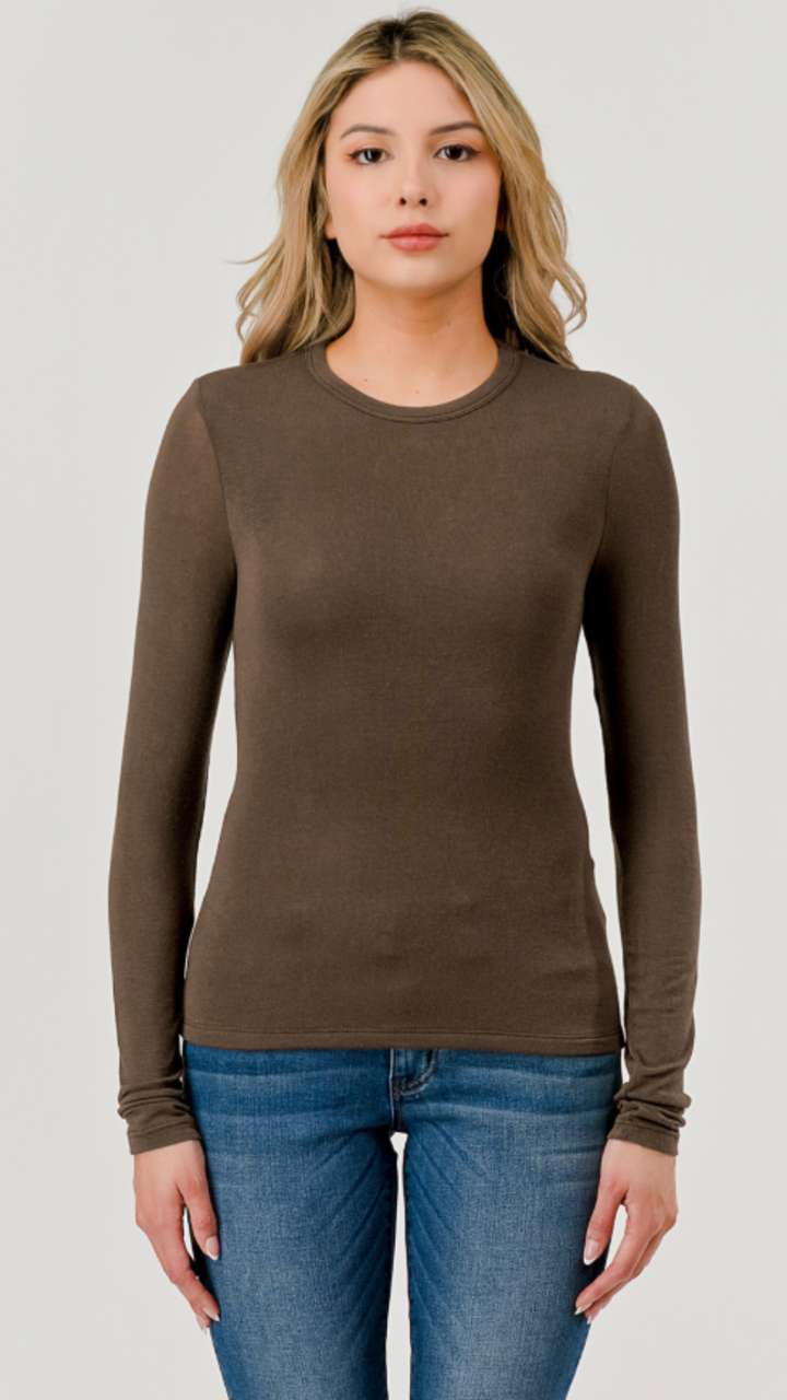 Brown Double Layered Hacci Long Sleeve