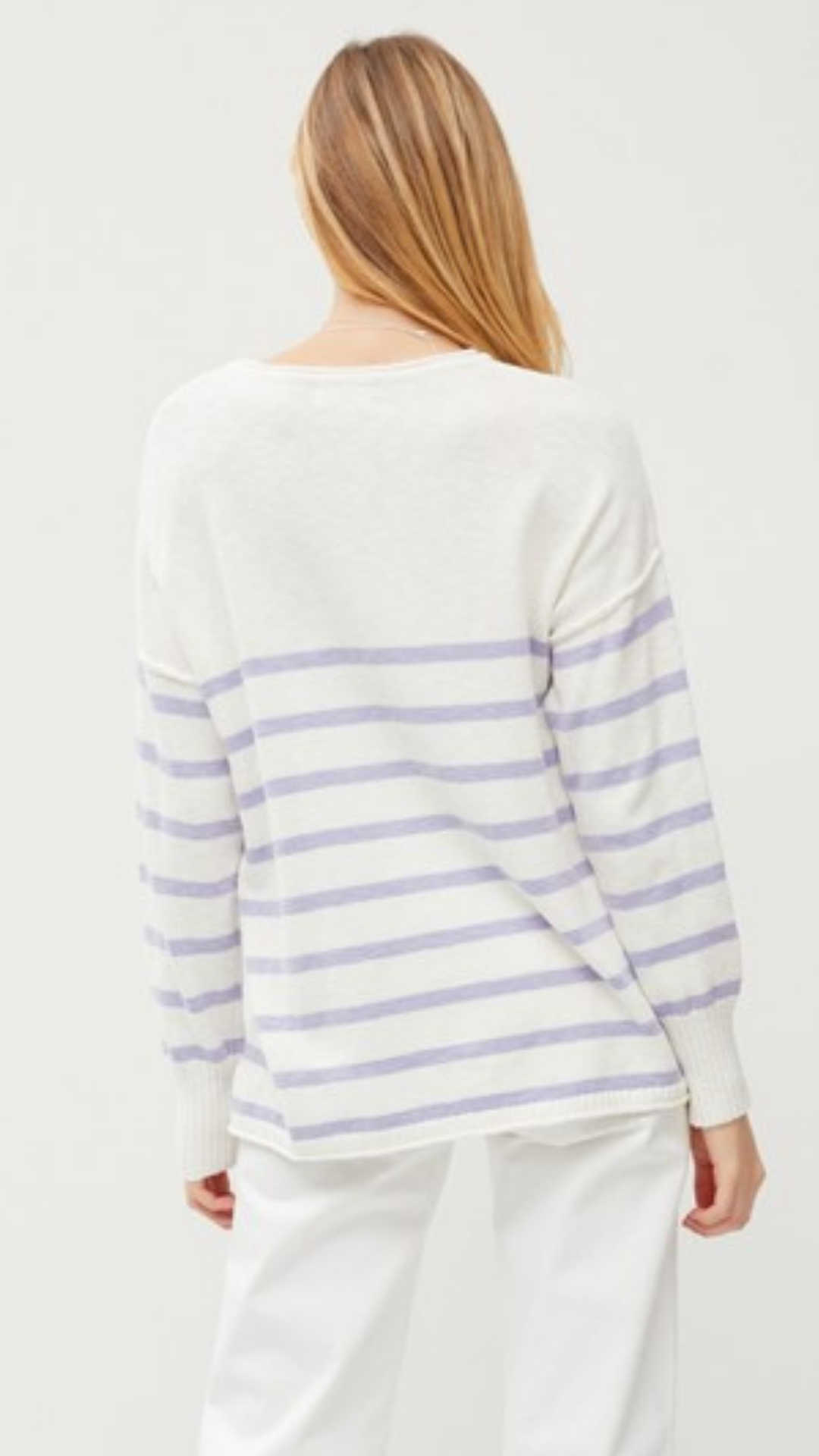 Exposed Seam Striped Pullover Sweater
