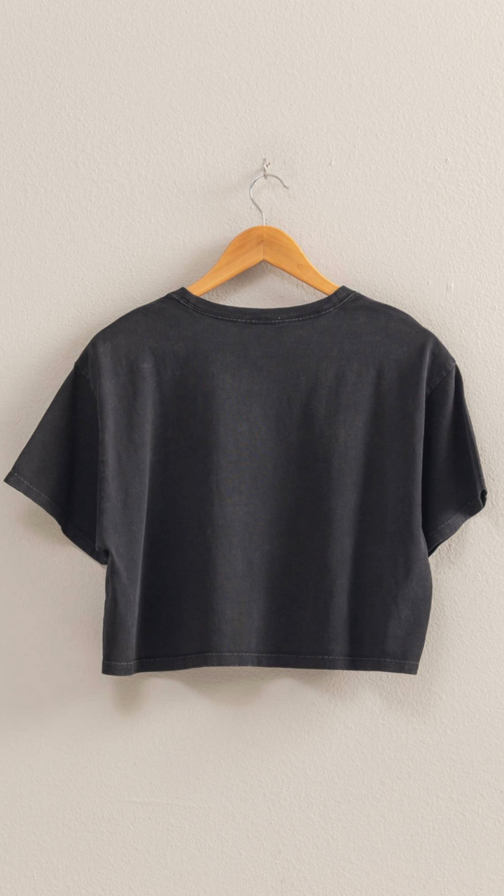 Black Washed Cropped Tee