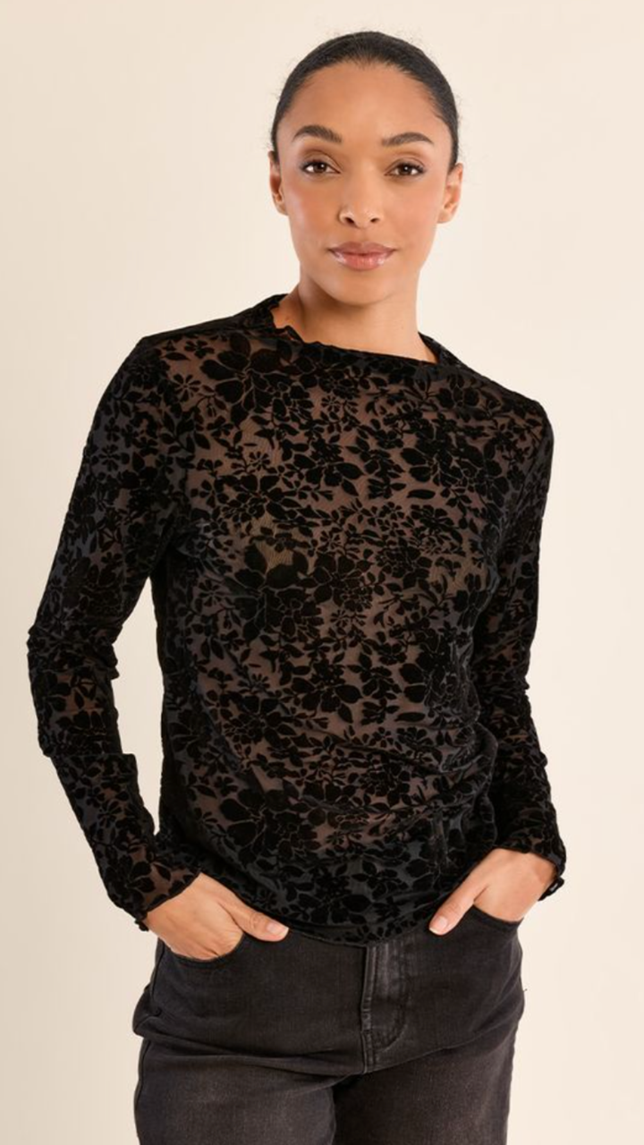 Black Floral Lace Velvet Undersweater