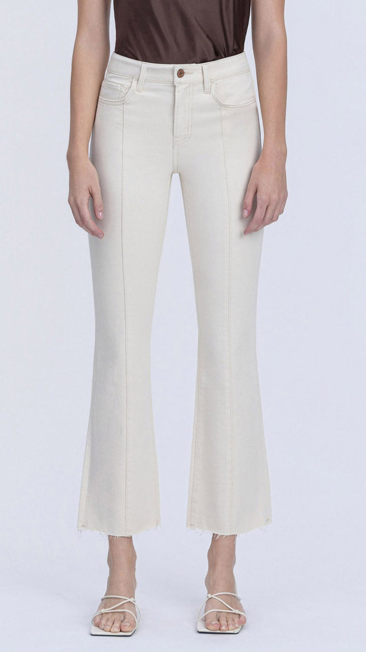 High Rise Natural Seam Speckled Detail Bootcut Jeans