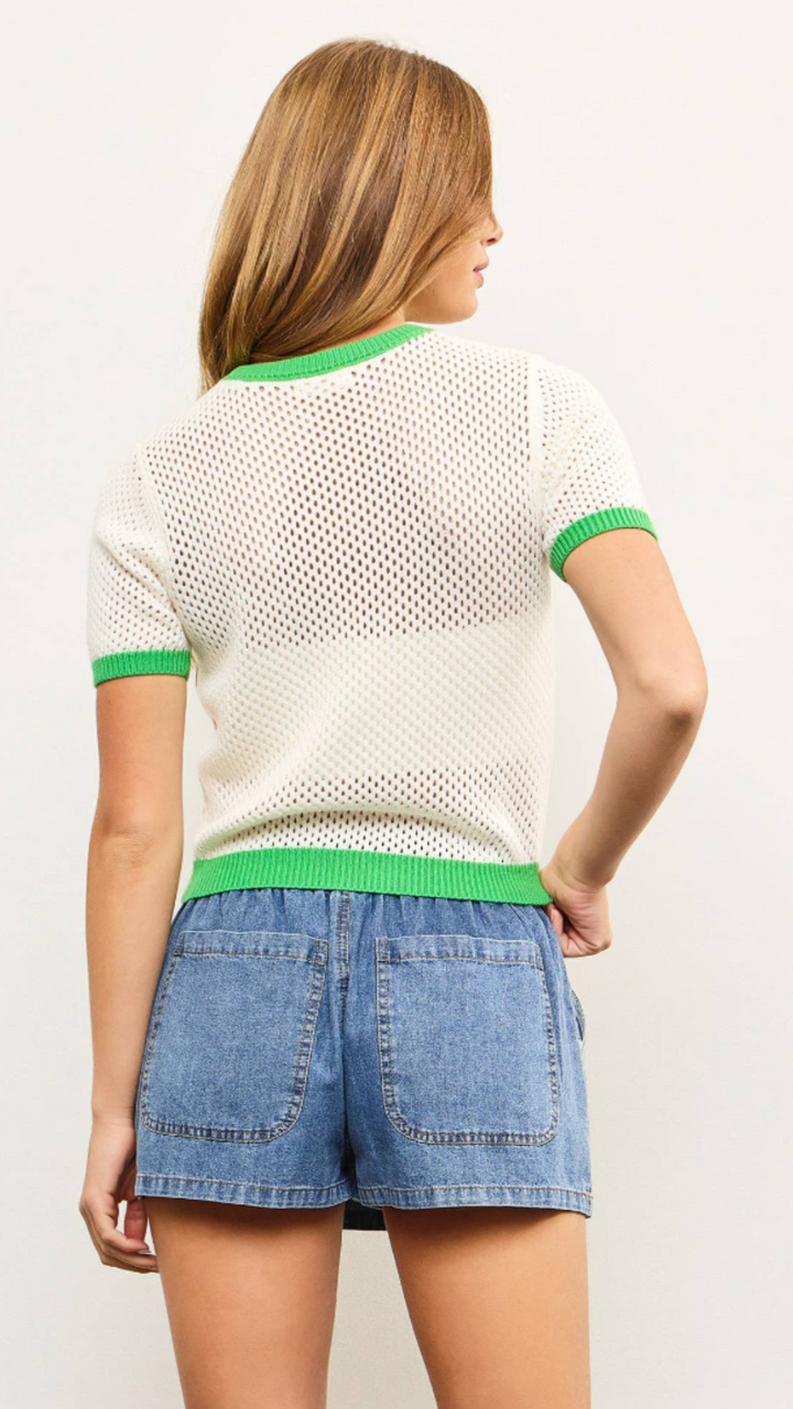 Short Sleeve Sweater Ringer Top