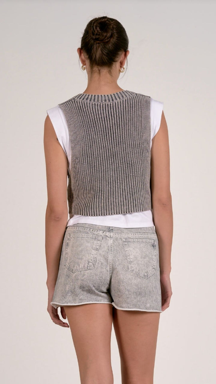 Gray Overlay Sweater Vest