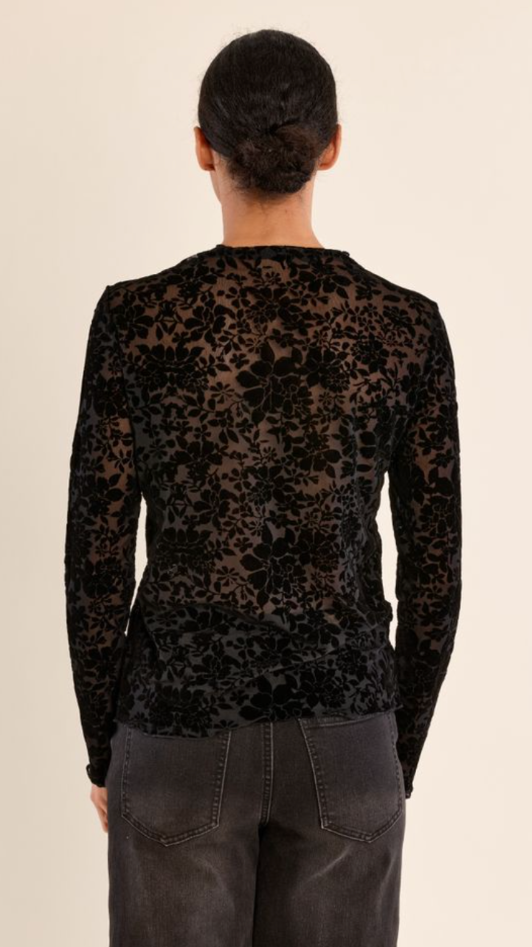 Black Floral Lace Velvet Undersweater