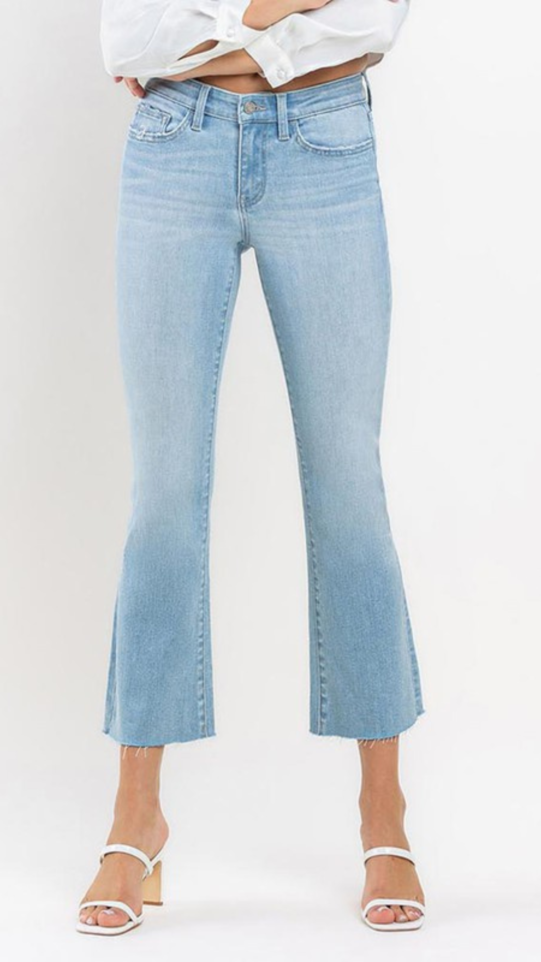 Light Wash Mid Rise Ankle Bootcut Jeans