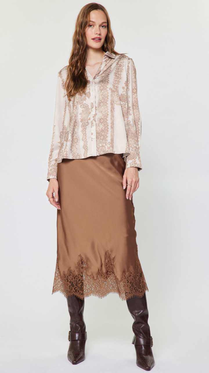 Floral Lace Pleated Back Blouse