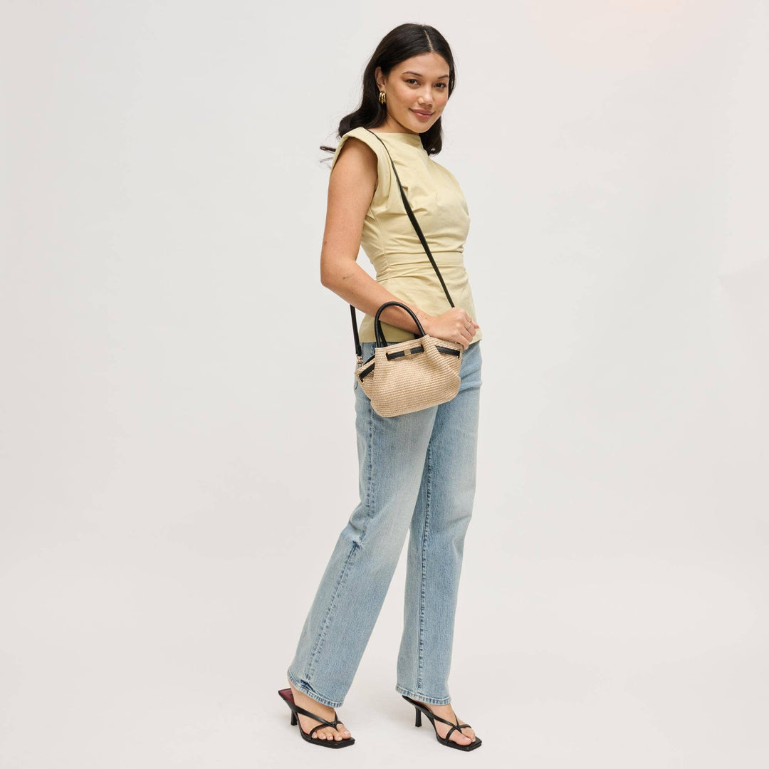 Natural Black Selena Straw Crossbody