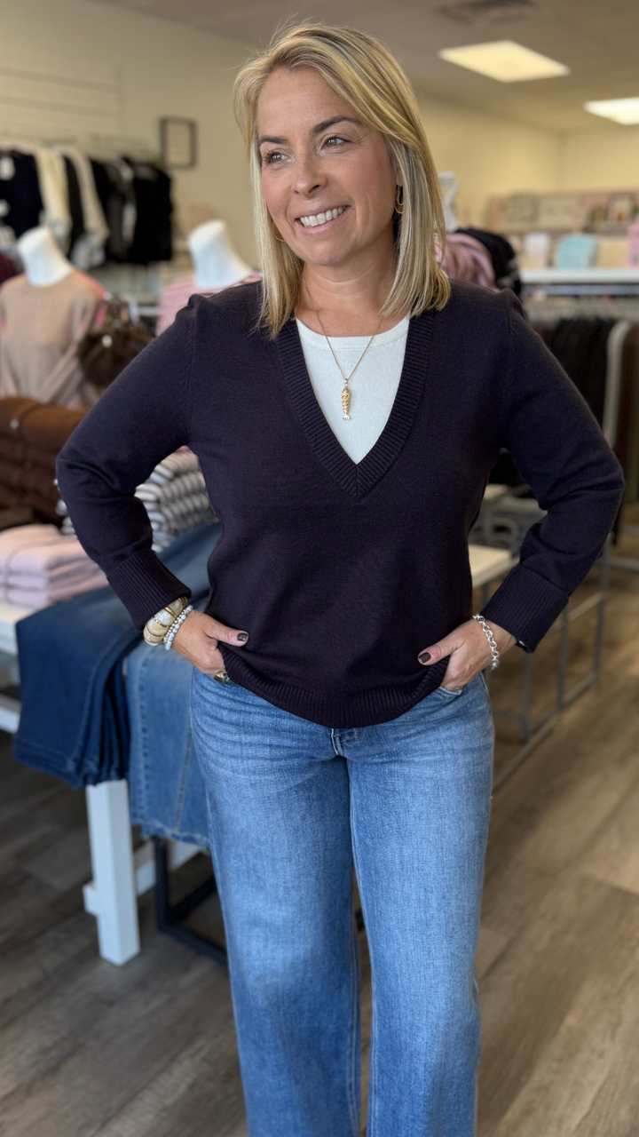 Navy Layered Look Sweater