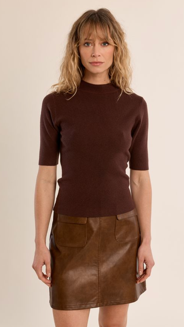 Chocolate Quarter Sleeve Sweater Top