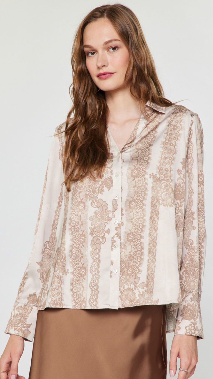 Floral Lace Pleated Back Blouse
